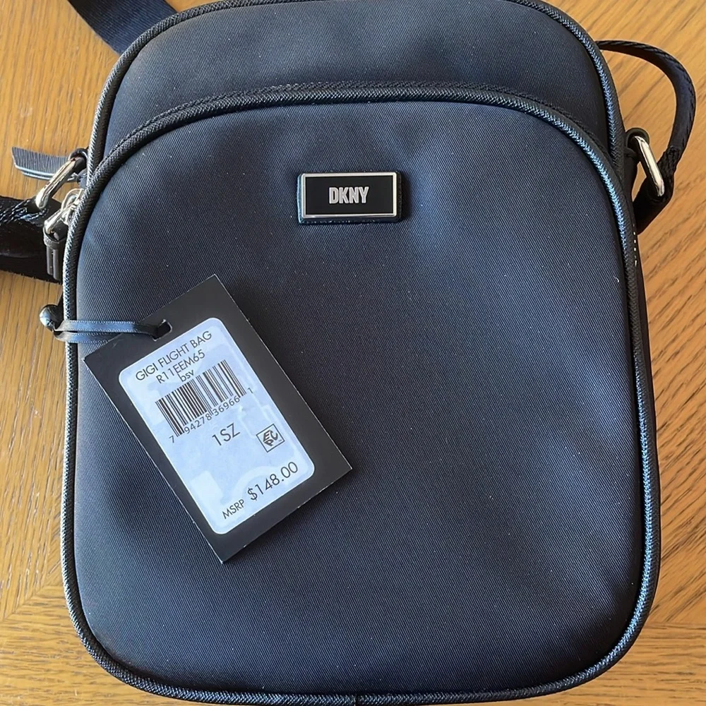 DKNY Gigi Flight Crossbody Bag Color-Black Size- 8 1/2” x 6 1/2” NWT